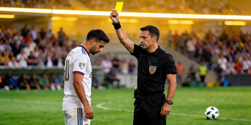 世界杯裁判执法场景 - 裁判出示黄牌